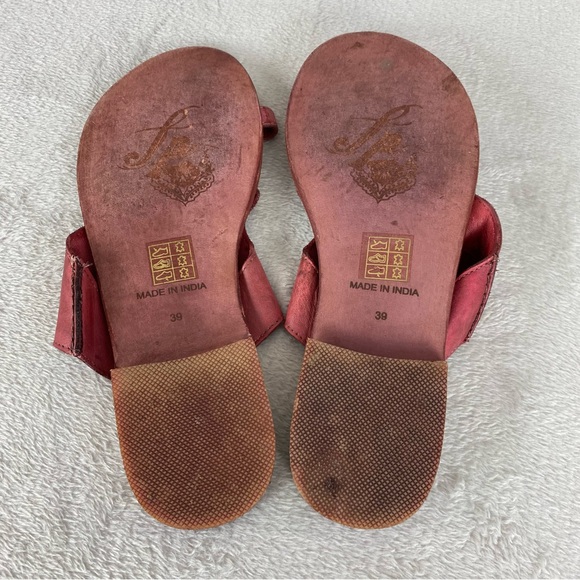 Free People Sant Antoni Women's Slide Sandals Size 9 Red Distress Toe Loop - Picture 9 of 11